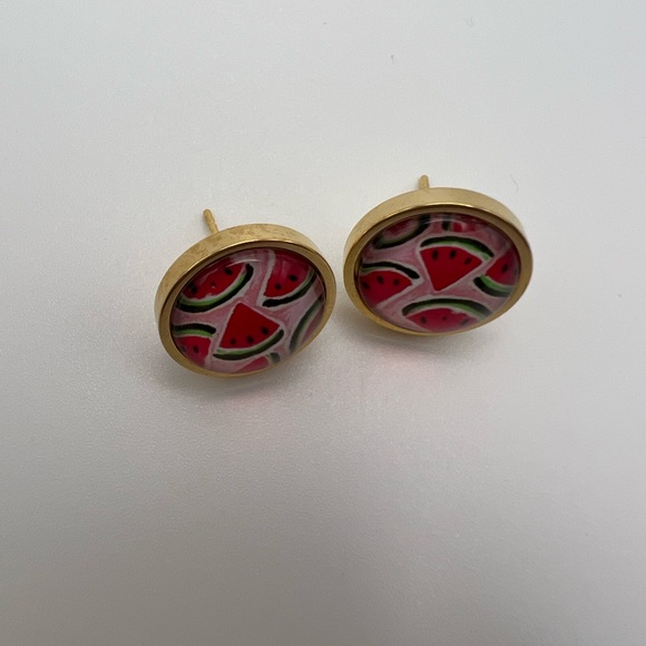 Classic Round  Fruit Stud Earring Set - Lemon and Watermelon Stud Earrings - Picture 7 of 14